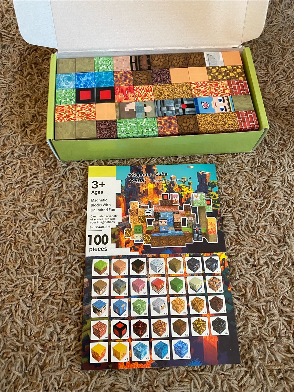 Magnetic Cube World Building Blocks Set - Multicolor 100 pieces